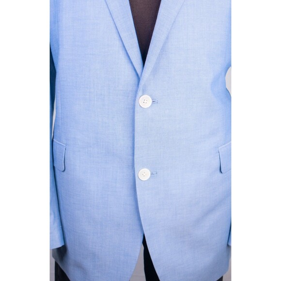 Lauren Ralph Lauren Sport Coat Jacket Blazer Blue Solid Sz 46L Cotton Two Button - Picture 3 of 13